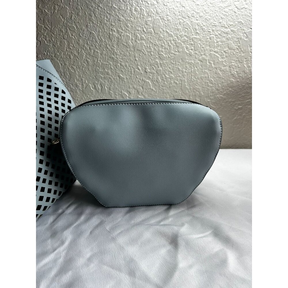 Sole Society Eppie Perforated Faux Leather Blue Satchel Crossbody w/ Hang Tag - Picture 7 of 12